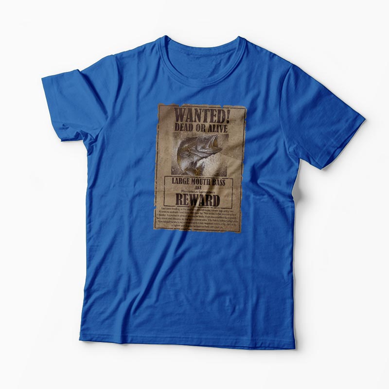 Tricou Pescuit Wanted Dead Or Alive - Bărbați-Albastru Regal